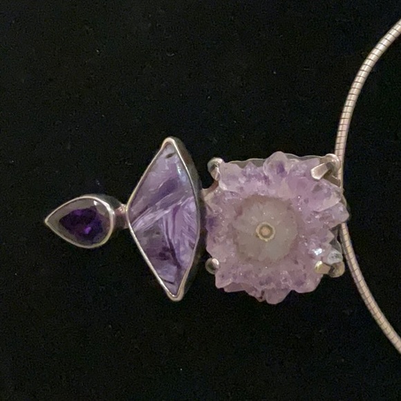 Obsidian crystal necklace sterling obsidian necklace - Picture 1 of 3